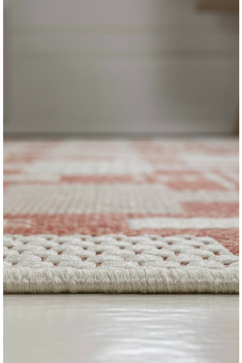 Cyrus Modern Geometric Tile Pattern Indoor/Outdoor Area Rug, Alternate, color, Salmon/Cream