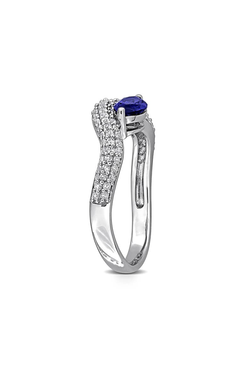 Lab Grown Blue & White Sapphire Wavy Band Ring, Alternate, color, BLUE