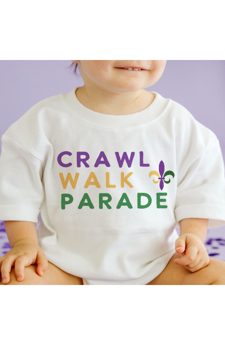 Sweet Wink Crawl Walk Parade Mardi Gras Short Sleeve Romper, Alternate, color, White