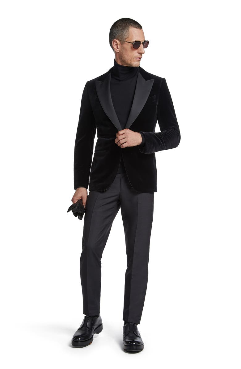 ZEGNA Couture Peak Lapel Velveteen Dinner Jacket, Alternate, color,