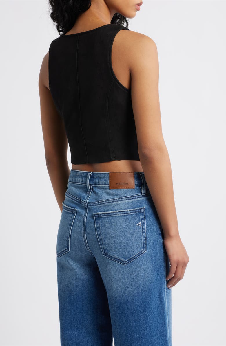 HIDDEN JEANS Faux Sude Bodycon Front Zip Vest, Alternate, color, Black
