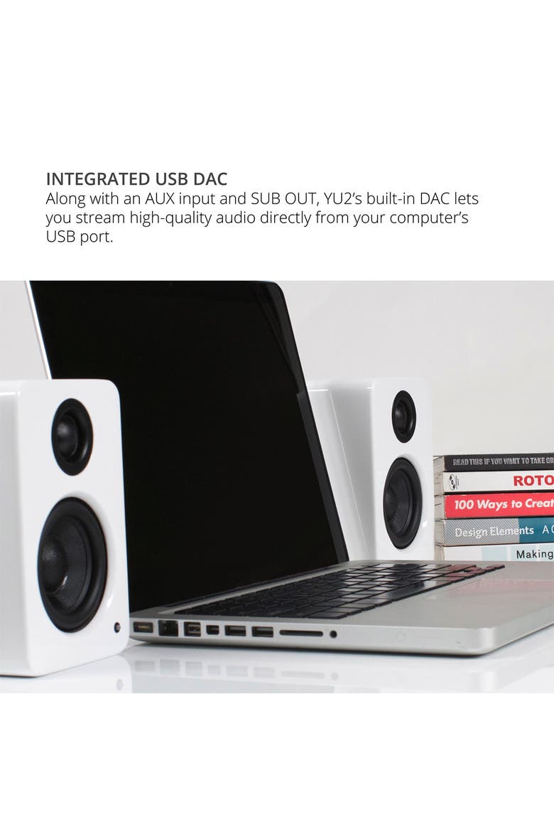 YU2 Powered Desktop Speakers - Pair, Alternate, color, Matte White