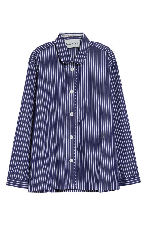 Life Is a Beach Stripe Poplin Pajama Shirt