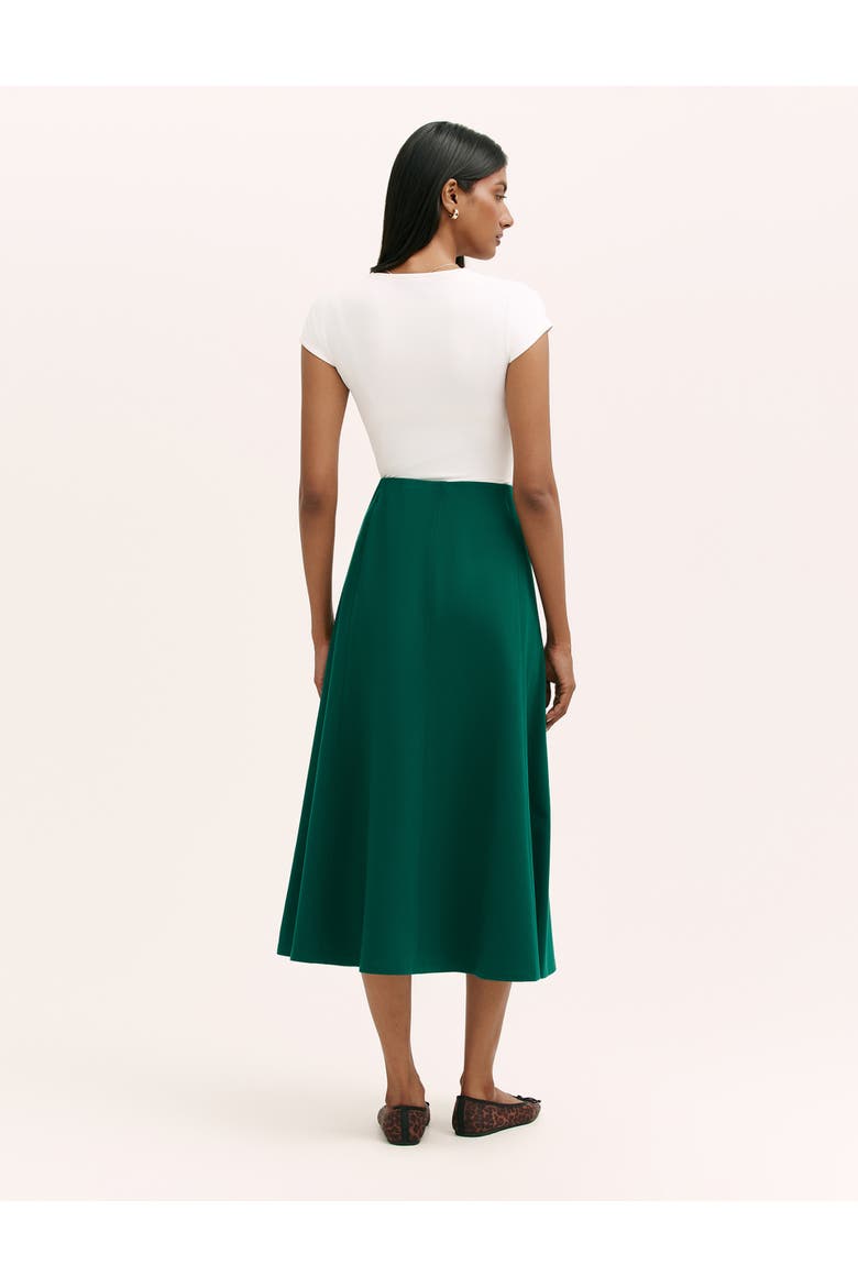 Mae Ponte Jersey Midi Skirt, Alternate, color, Bottle Green