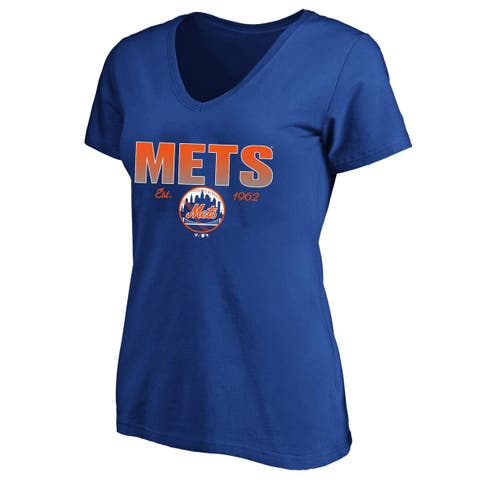 Women's Profile Royal New York Mets Plus Size Wordmark V-Neck T-Shirt