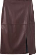 MANGO Faux Leather Midi Skirt
