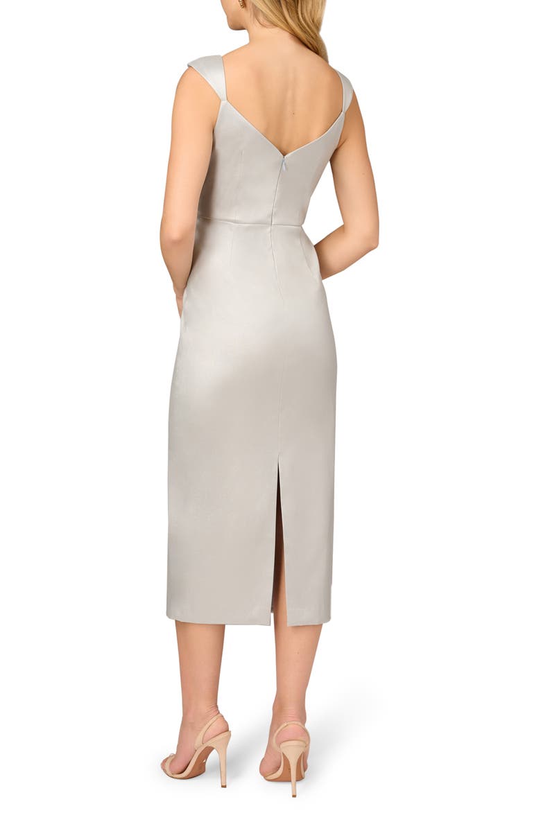 Aidan Mattox by Adrianna Papell Metallic Foil Mikado Midi Cocktail Dress, Alternate, color, 