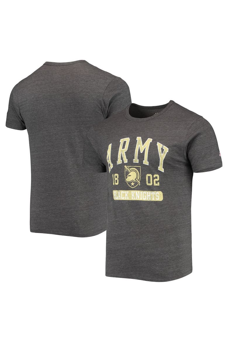 Men's League Collegiate Wear Heathered Charcoal Army Black Knights Volume Up Victory Falls Tri-Blend T-Shirt, Main, color, Heather Charcoal