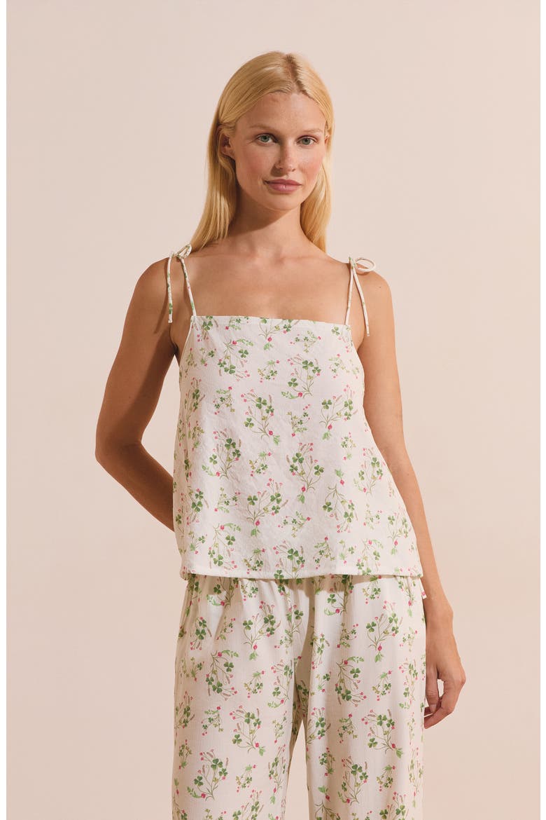 Tillieul Floral Tie Strap Camisole, Alternate, color, WHITE