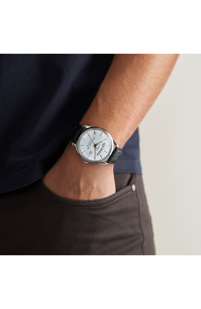 Ted Baker Leytonn Brogue Leather Watch, 40mm, Alternate, color, Black