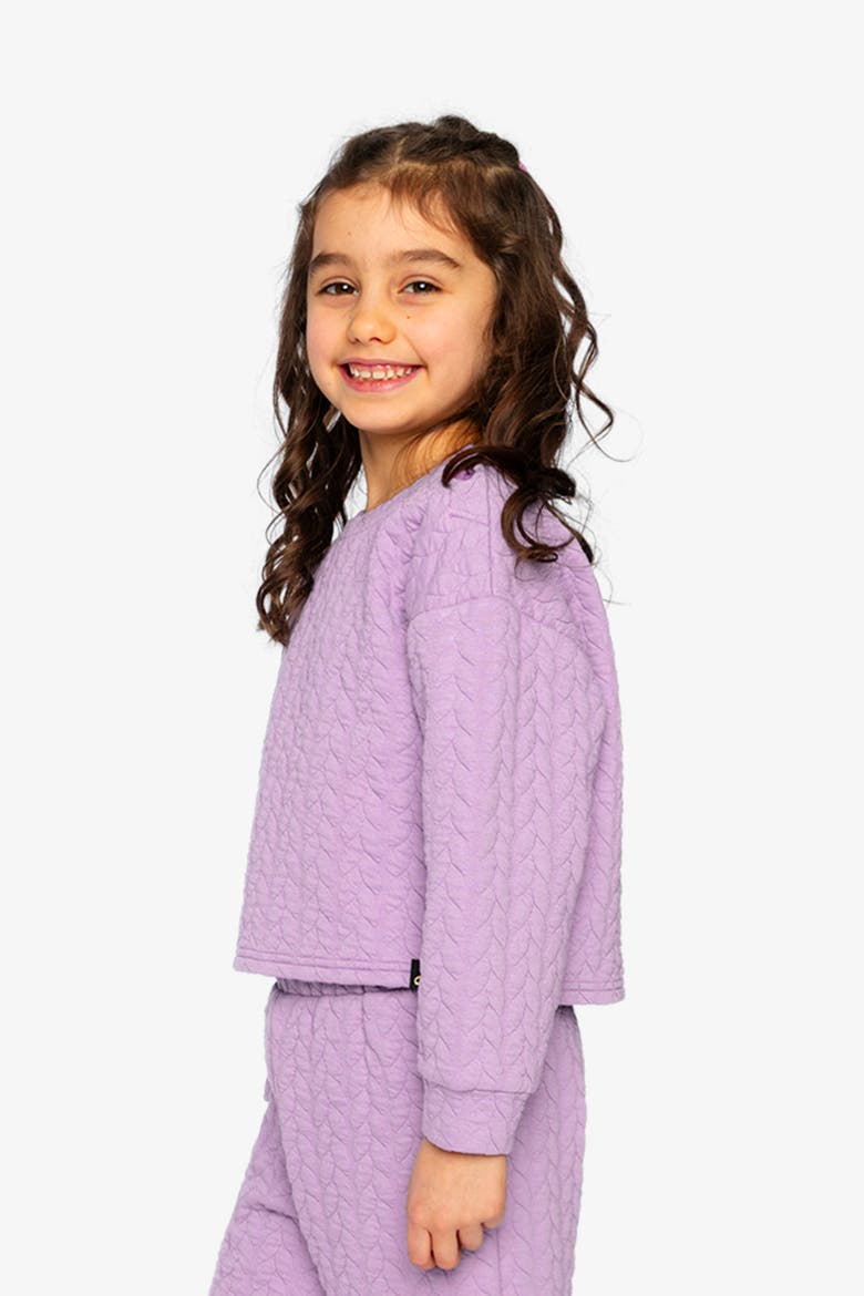 Jacquard Diamond Quilted Button Shoulder Sweatshirt, Alternate, color, Purple