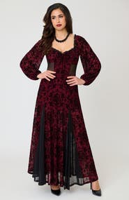 Unique Vintage Sheer Spiderweb Godet Maxi Dress