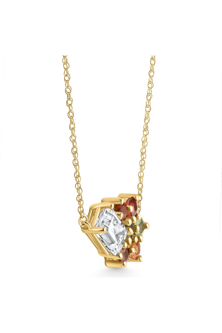 4Ct Diamond & Sapphire Pendant 14k Gold 18" Necklace Lab Grown, Alternate, color, Yellow Gold
