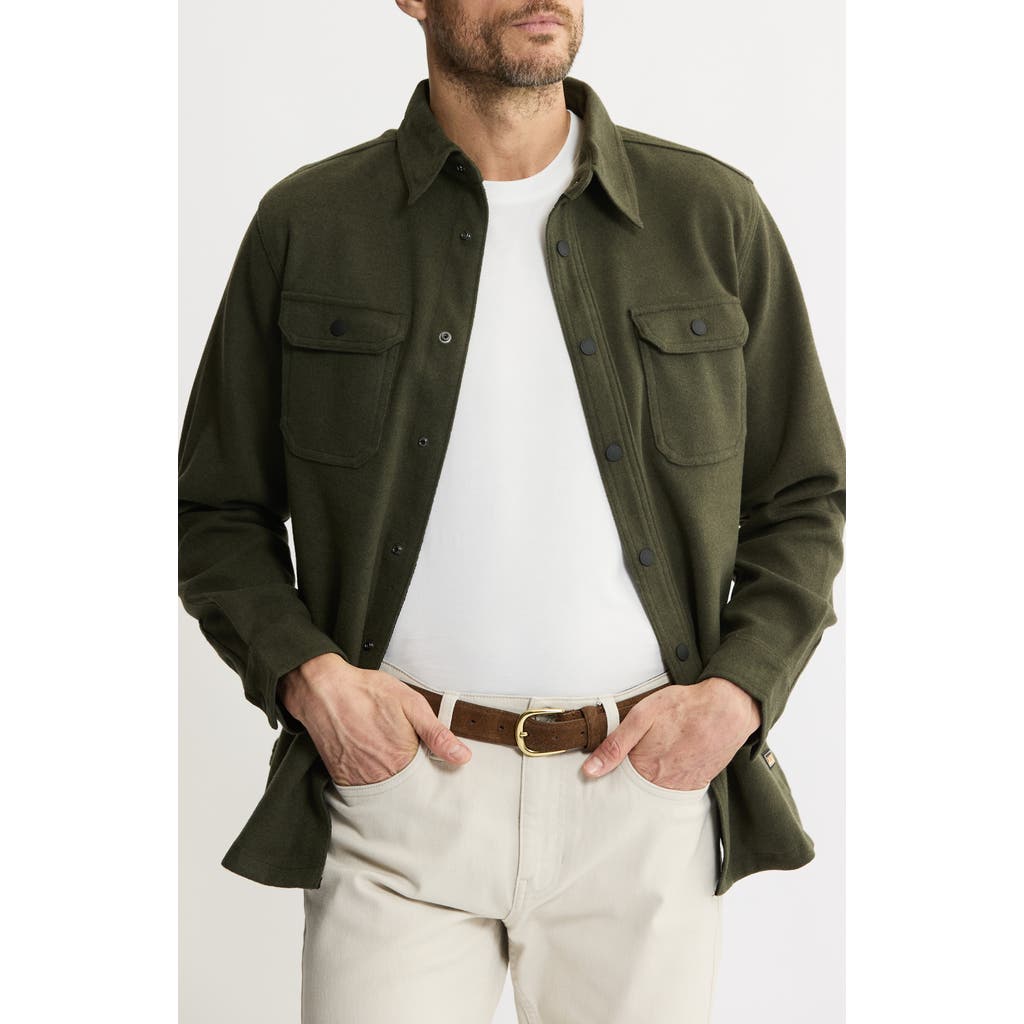 Jachs Brushed Knit Shirt Jacket In Green
