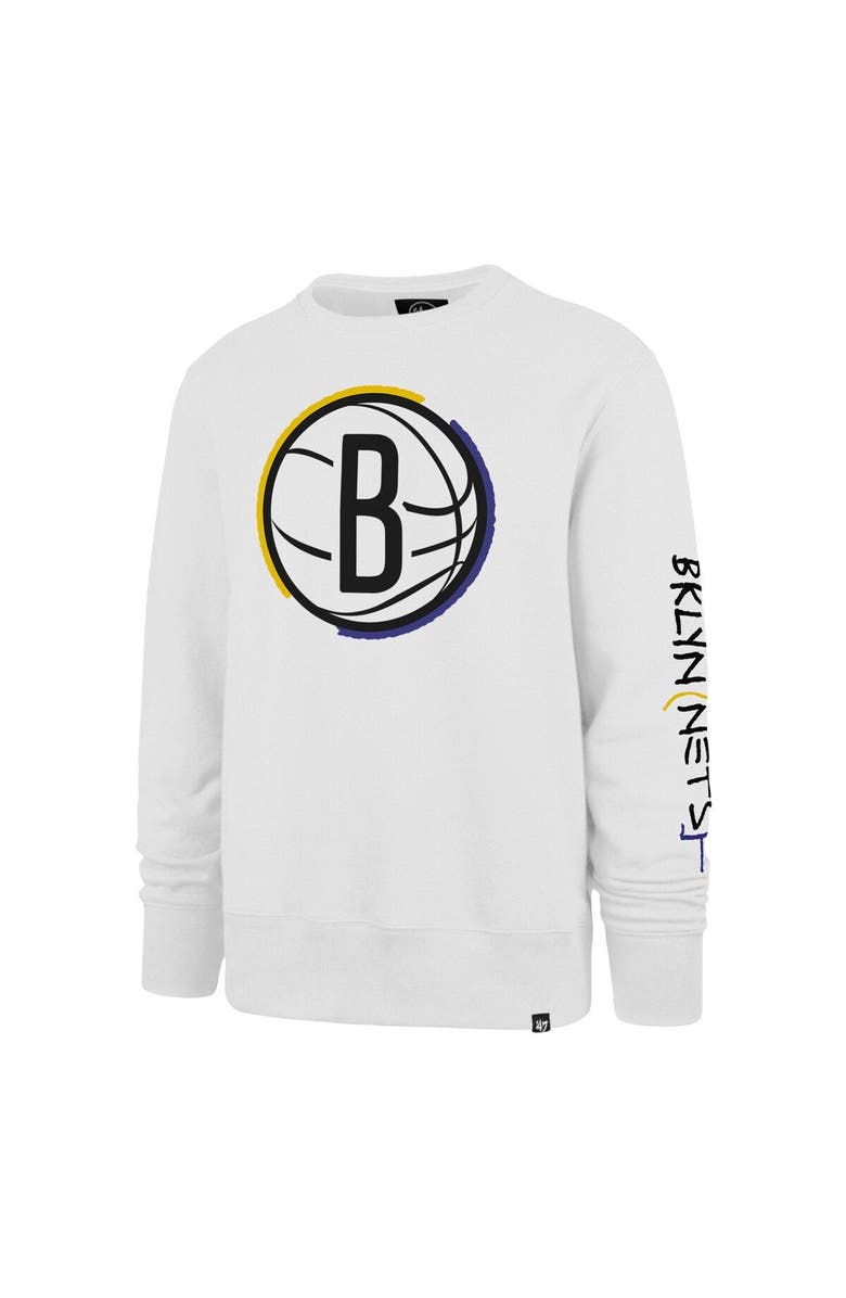 '47 Men's '47 White Brooklyn Nets 2022/23 City Edition Two-Peat Headline Pullover Sweatshirt, Alternate, color, 