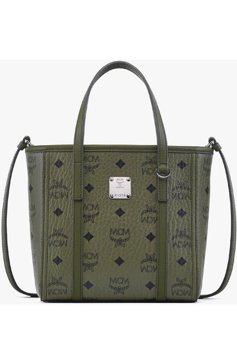 MCM Mini Toni Top-Zip Shopper in Visetos, Main, color, Green
