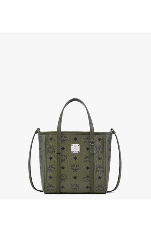 Mcm Toni Mini Visetos Shopper Top-handle Bag In Green
