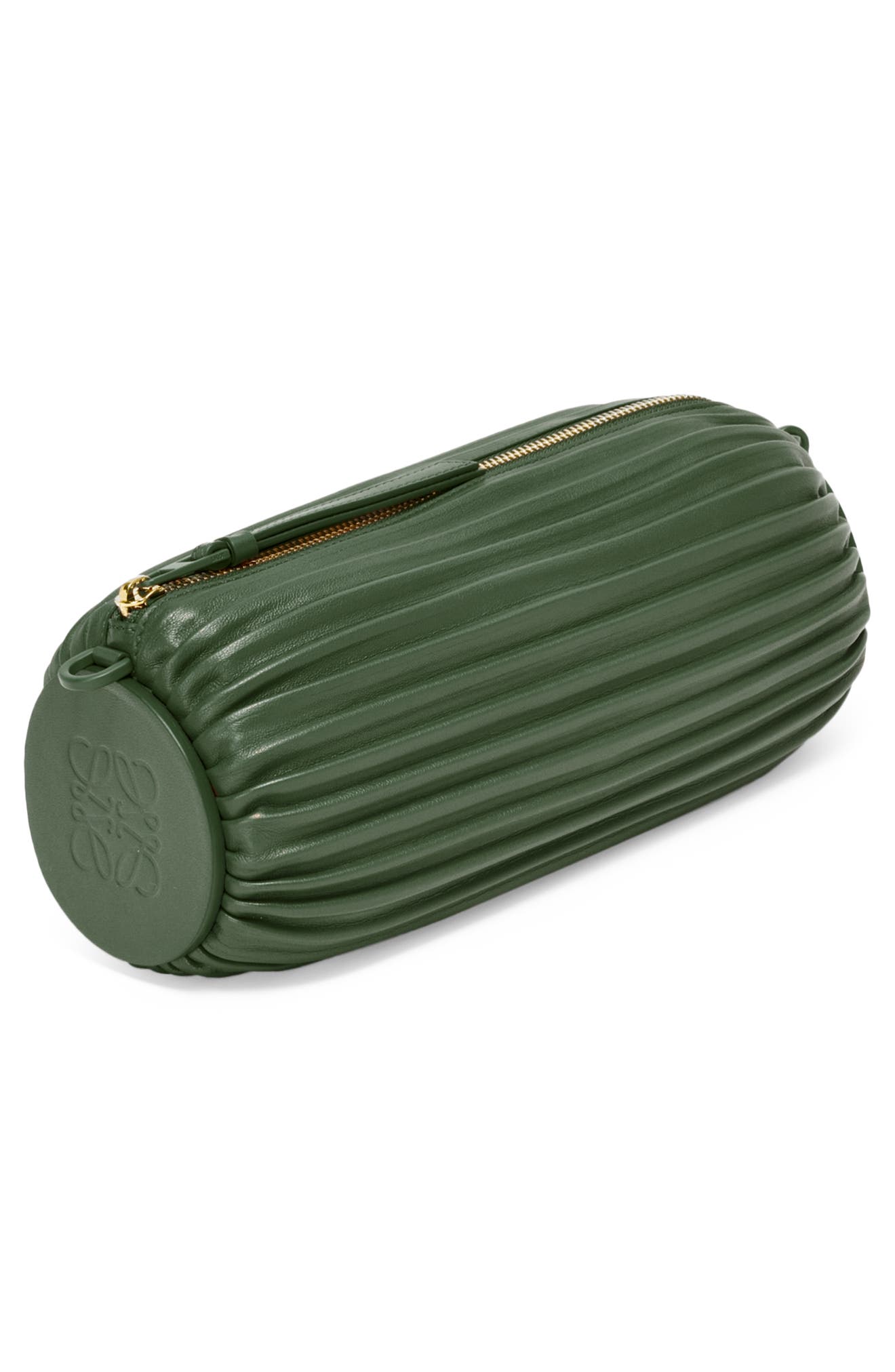 Loewe Pleated Leather Bracelet Pouch, Alternate, color, 