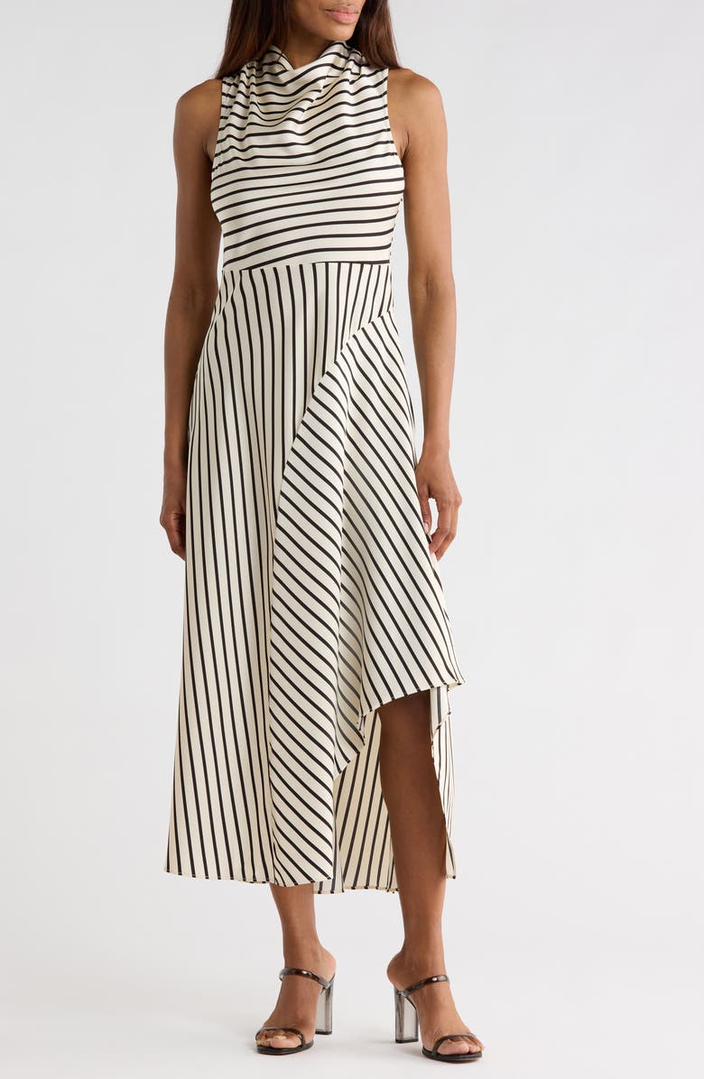 AREA STARS Divya Stripe Sleeveless Midi Dress, Main, color, Black White