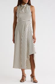 AREA STARS Divya Stripe Sleeveless Midi Dress