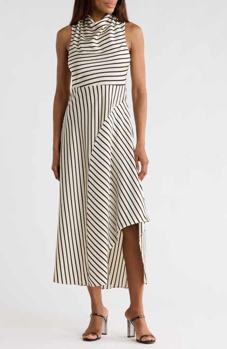 AREA STARS Divya Stripe Sleeveless Midi Dress