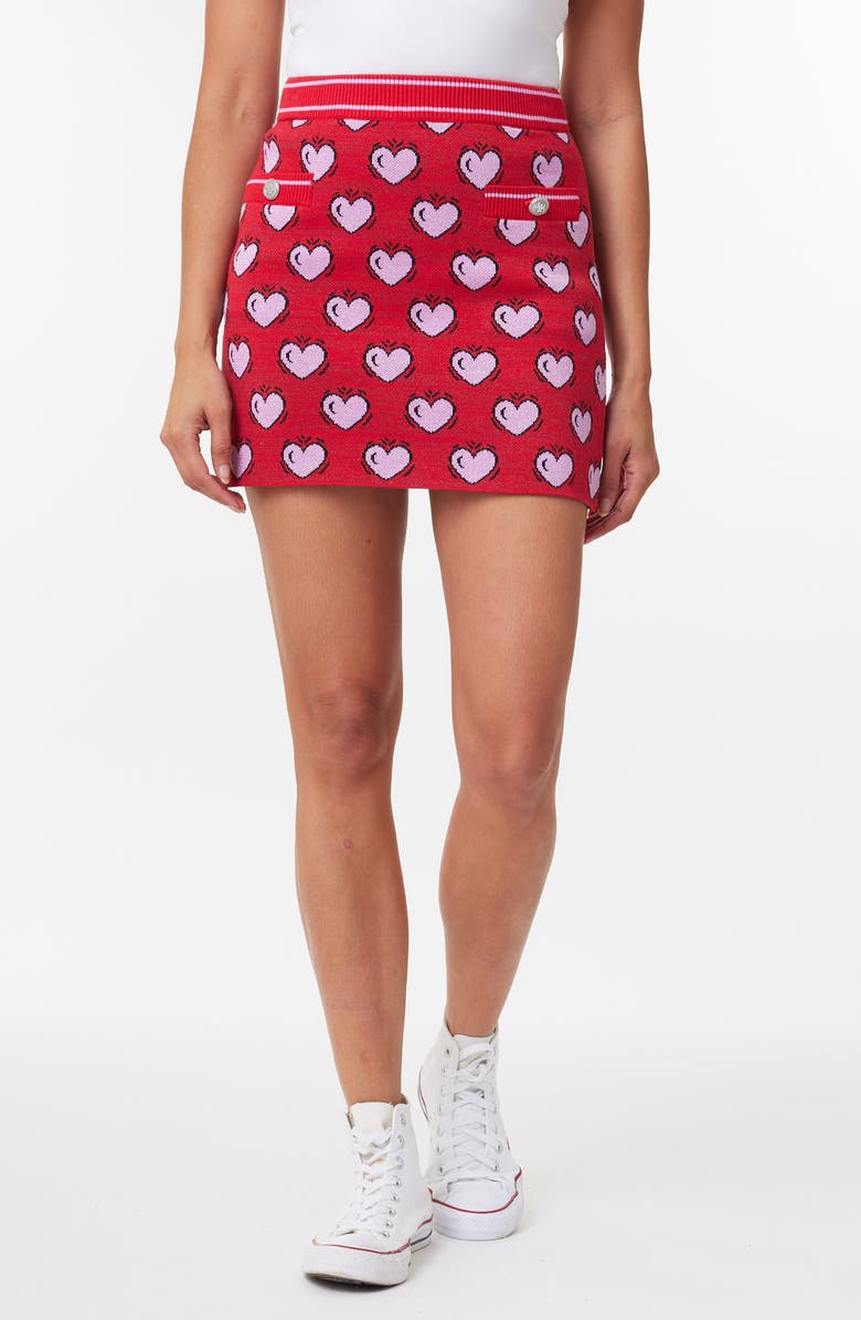 Scotch & Soda Burton Morris Heart Jacquard Cotton Blend Miniskirt, Main, color, 