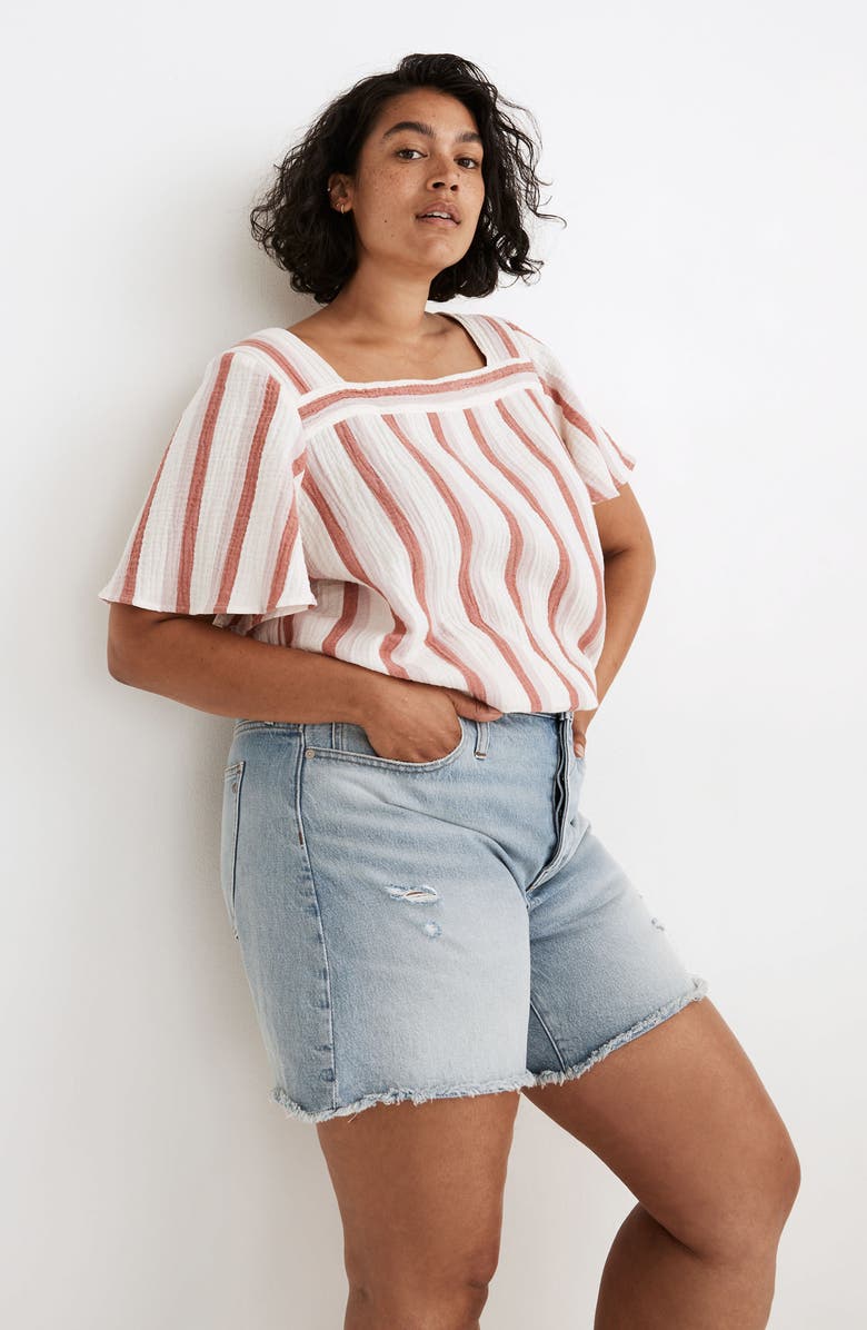 Madewell Relaxed Mid-Length Denim Shorts: Ripped Edition, Alternate, color,