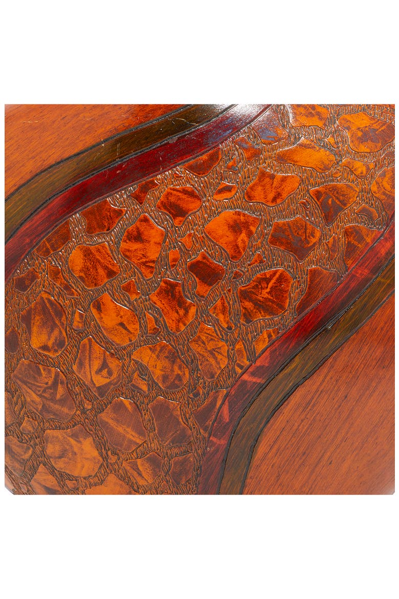Brown Polystone Vase with Embossed Details, Alternate, color, BROWN