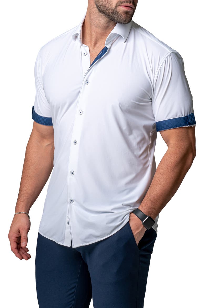 Galileo Regular Fit Short Sleeve Button-Up Shirt, Alternate, color, WHITE