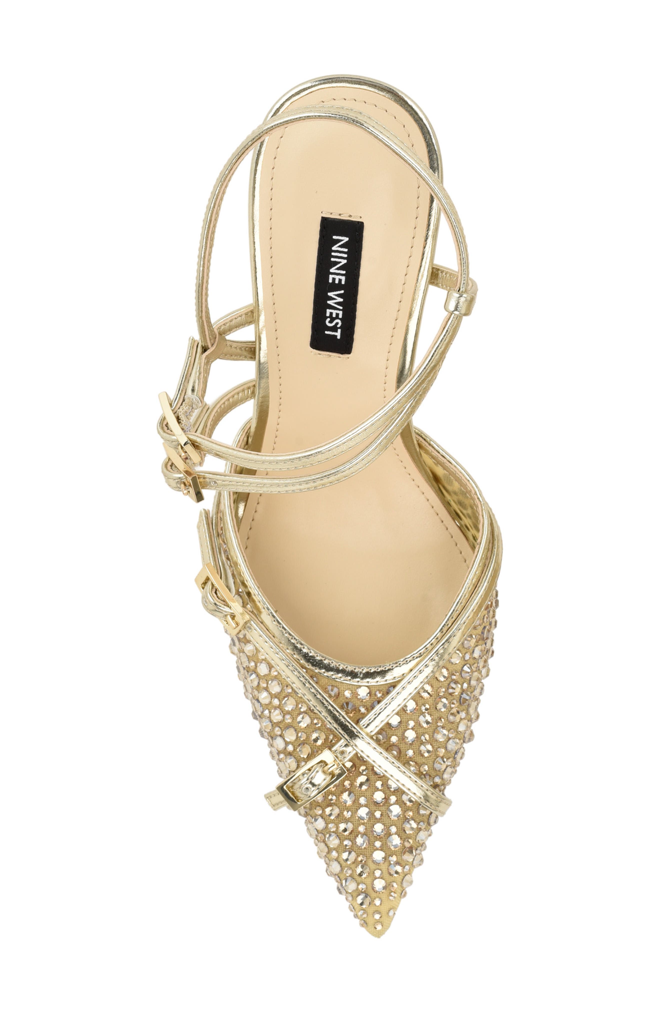 Pertee Crystal Embellished Ankle Strap Pump, Alternate, color, GOLD