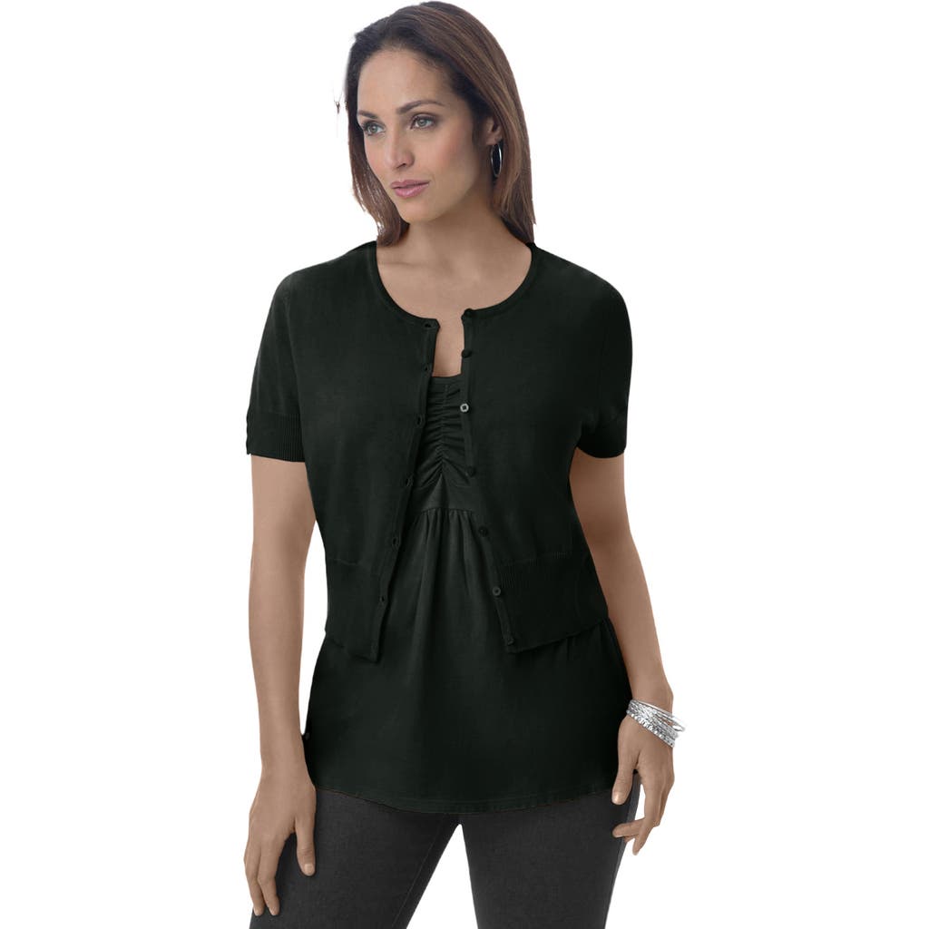 Jessica London Jewel-neck Shrug In Black