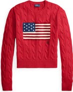 Polo Ralph Lauren Flag Intarsia Cable Stitch Crewneck Sweater