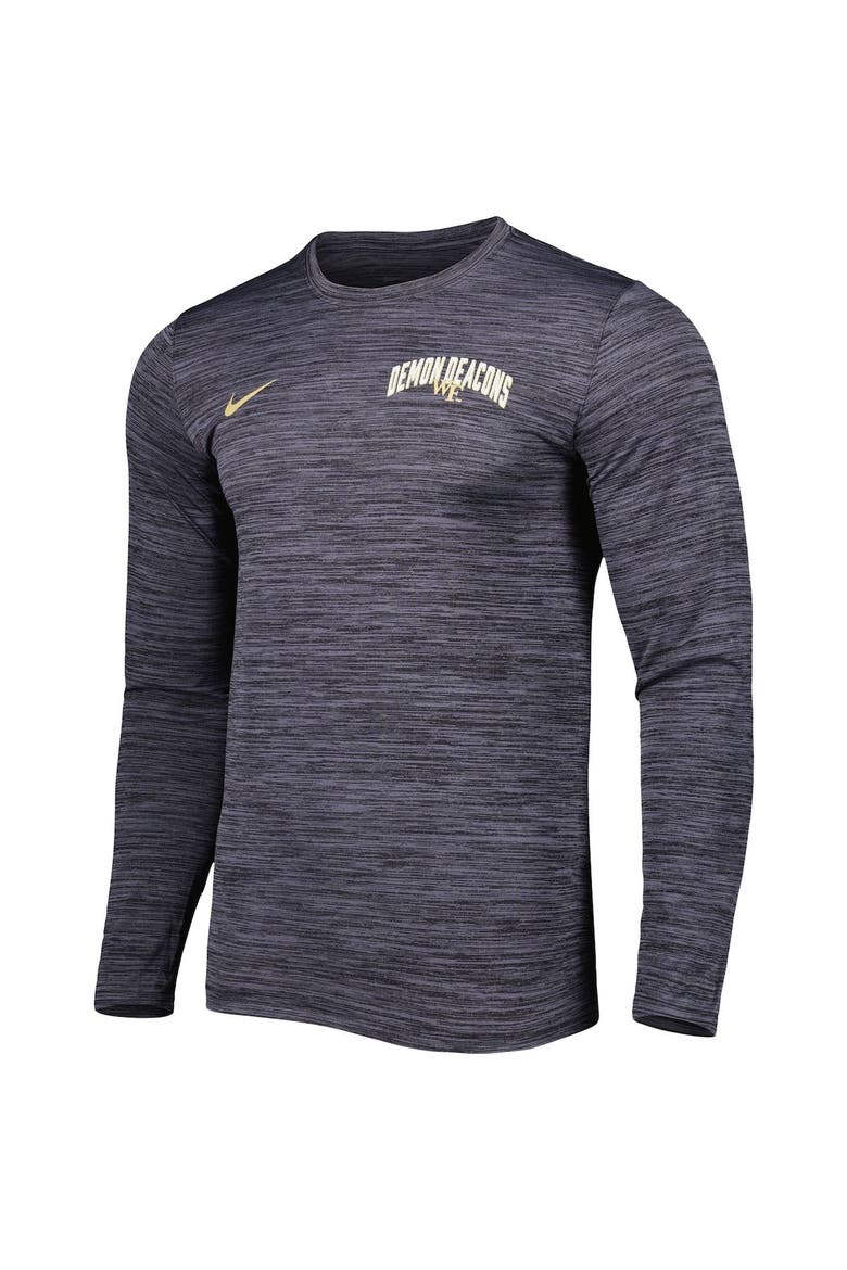 Men's Nike Black Wake Forest Demon Deacons Velocity Performance Long Sleeve T-Shirt, Alternate, color, Black