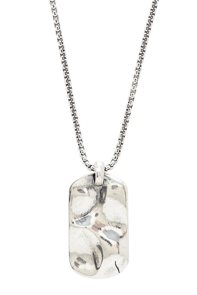 Hammered Dog Tag Necklace, Main, color, SILVER