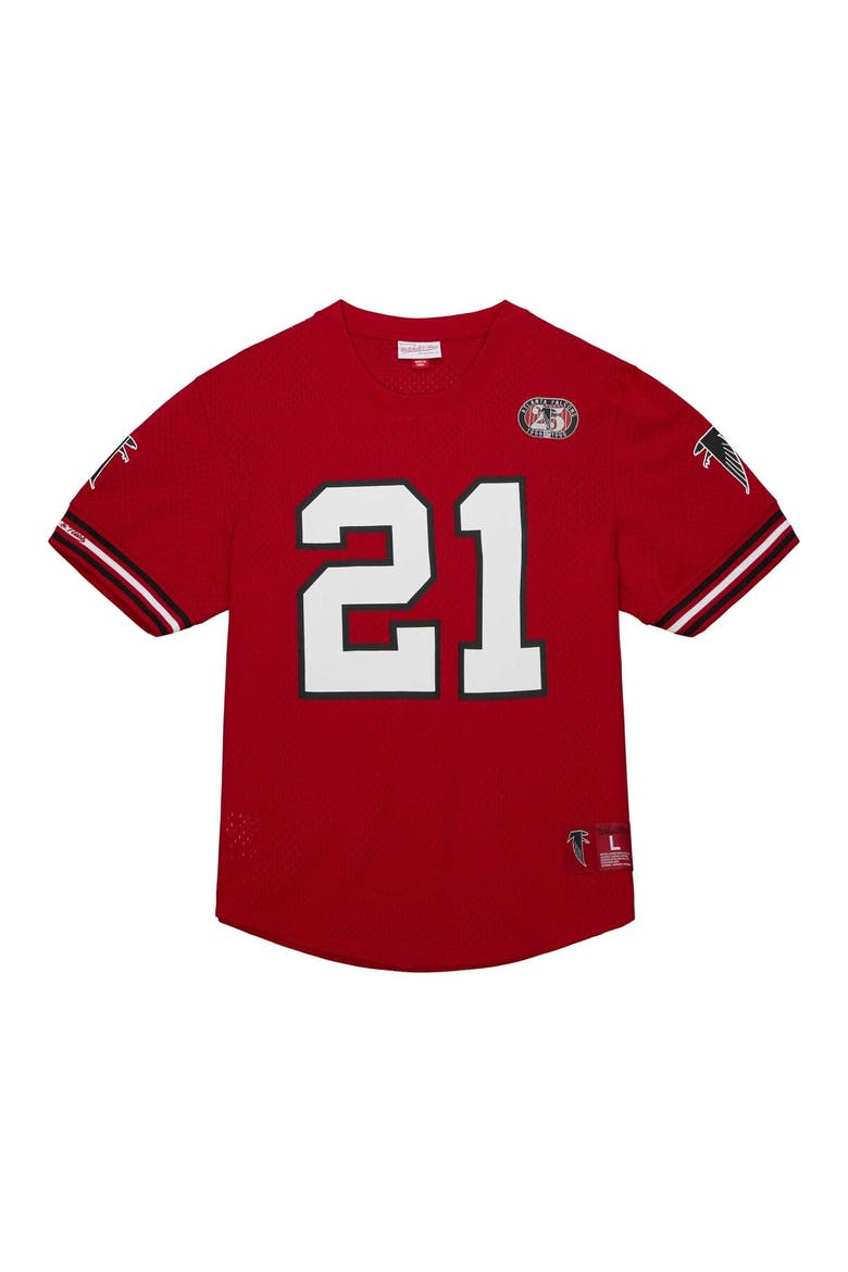 Men's Mitchell & Ness Deion Sanders Red Atlanta Falcons Retired Player Name & Number Mesh Top, Alternate, color, Red