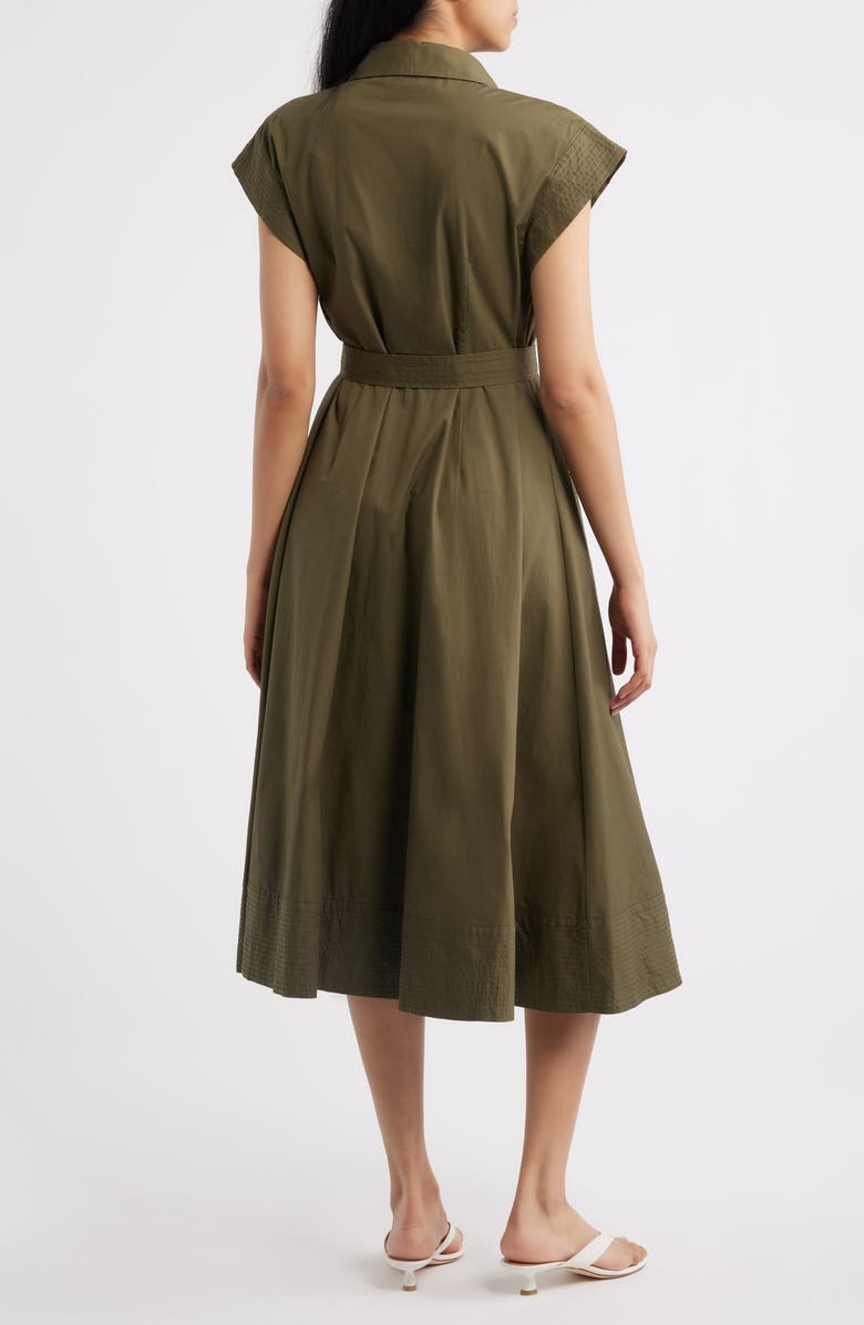 Eliza J Trapunto Midi Shirtdress, Alternate, color, Olive