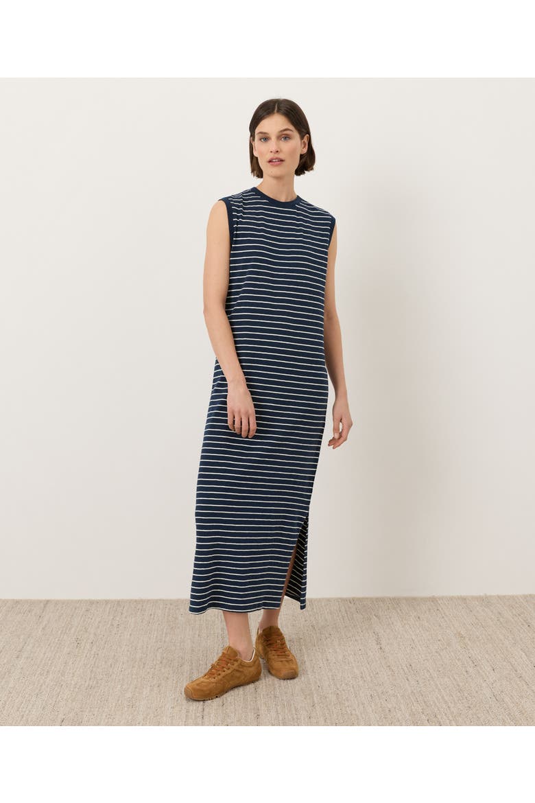 Organic Cotton Soft-Slub Essential Easy Muscle Tee Maxi Dress, Main, color, Saranac Stripe