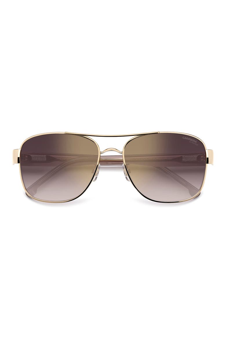 58mm Gradient Rectangular Aviator Sunglasses, Main, color, GOLD IVORY/ GOLDSP BURSF