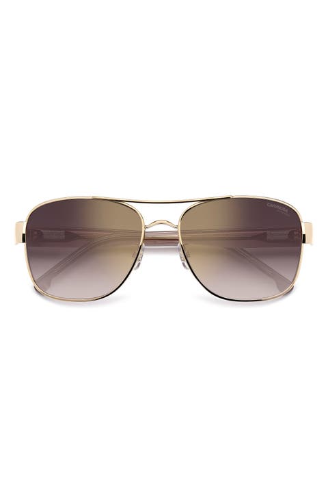 58mm Gradient Rectangular Aviator Sunglasses