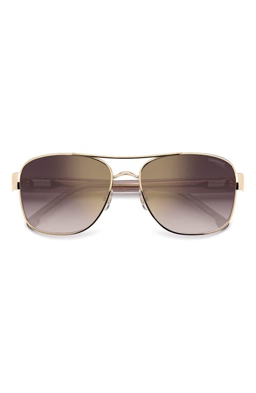 Carrera Eyewear 58mm Gradient Rectangular Aviator Sunglasses in Gold Ivory/Goldsp Bursf