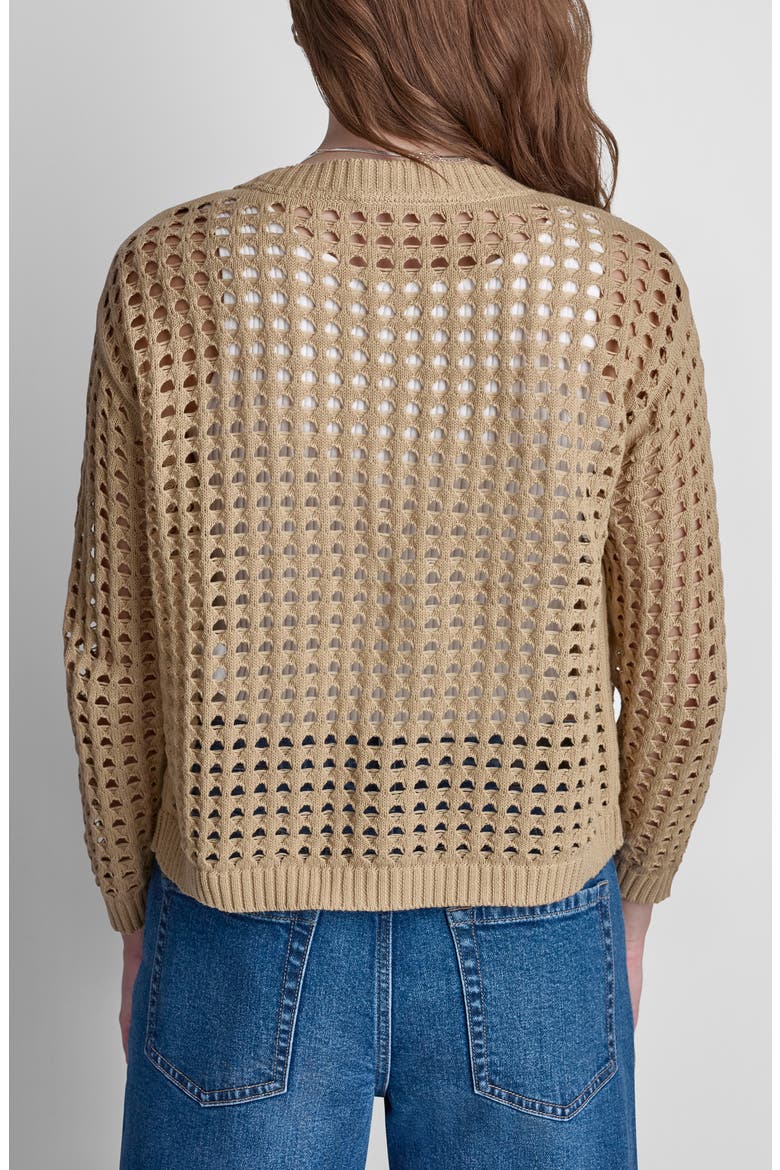 Open Stitch Cotton Cardigan, Alternate, color, TRAVERTINE