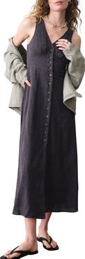 Marine Layer Camila Button Front Hemp Blend Maxi Dress