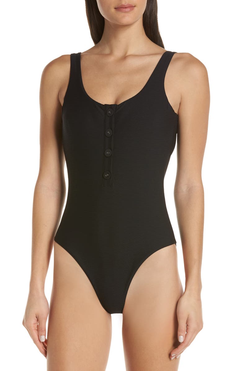 Onia Sandra Ribbed One-Piece Swimsuit, Main, color, 