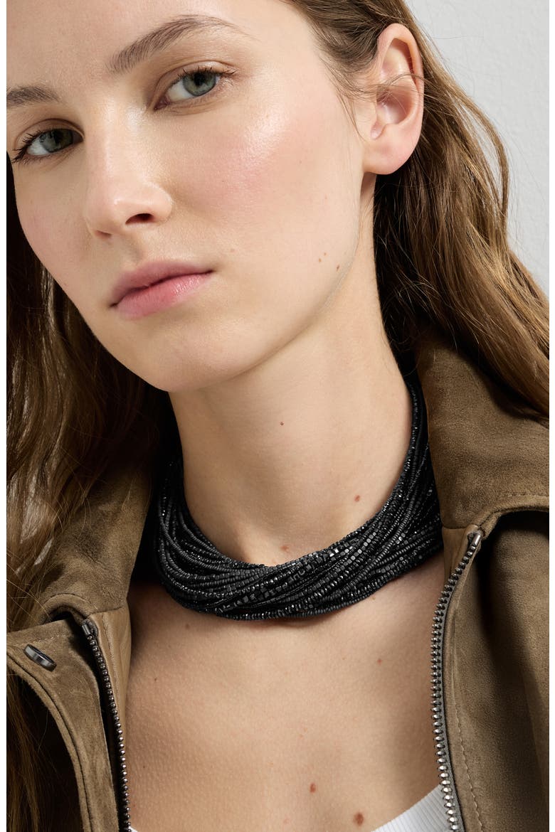 Black hematite and Sterling Silver choker, Alternate, color, Black