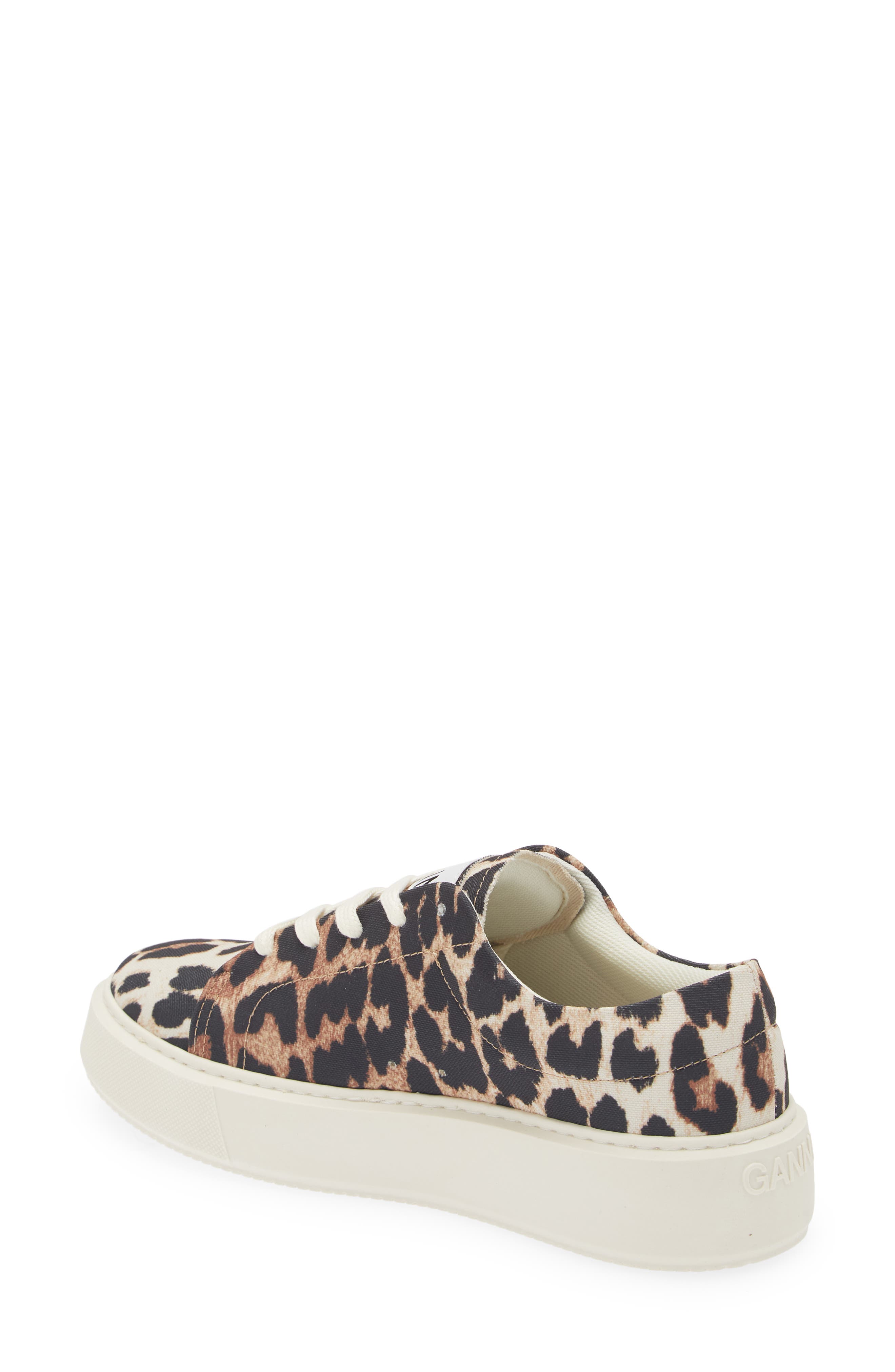 Ganni Sporty Mix Leopard Print Sneaker, Alternate, color, 