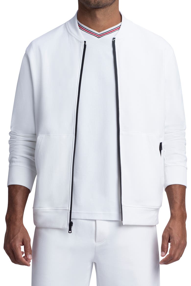 Zip Comfort Cotton Blend Bomber Jacket, Main, color, WHITE