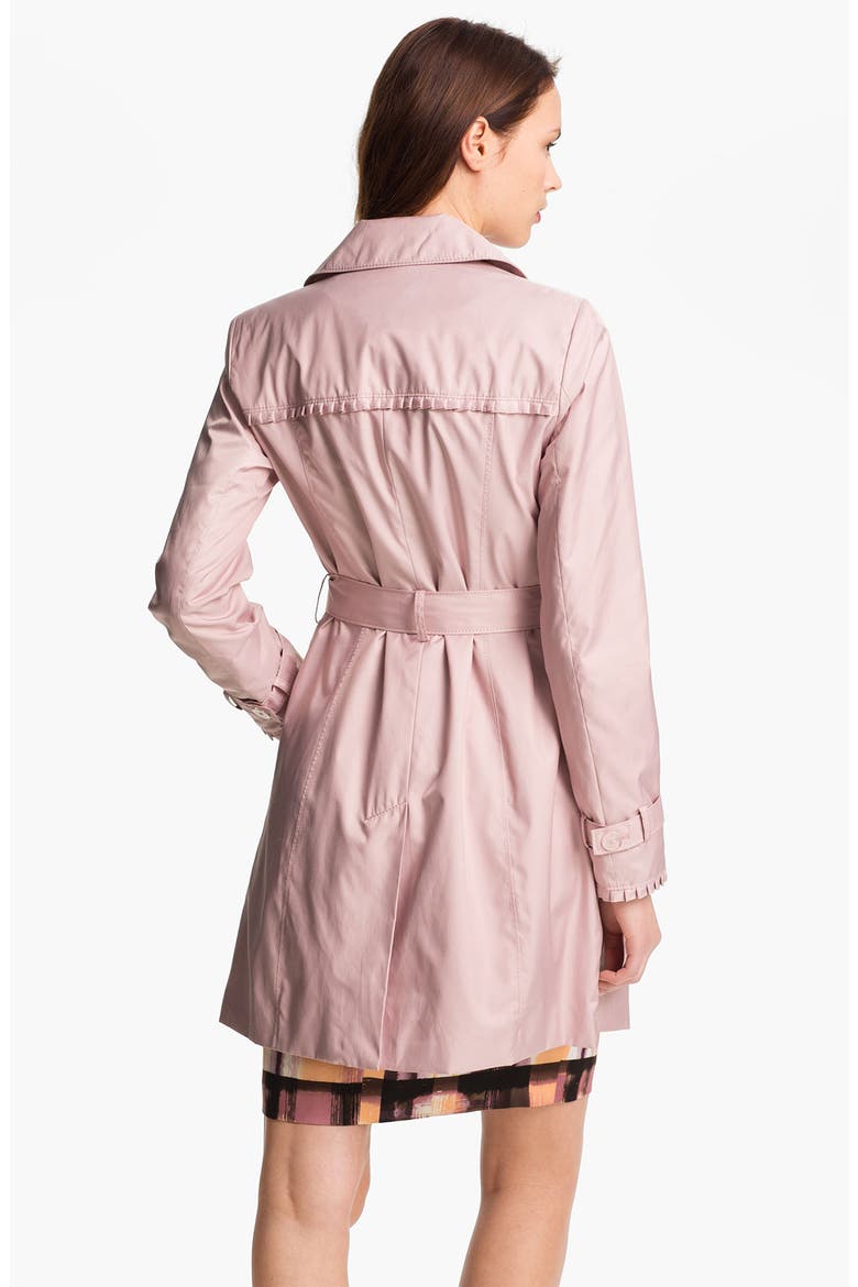 Pleat Trim Trench Coat, Alternate, color, PINK