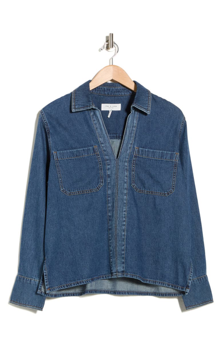 rag & bone Channing Split Neck Popover Top, Alternate, color, 