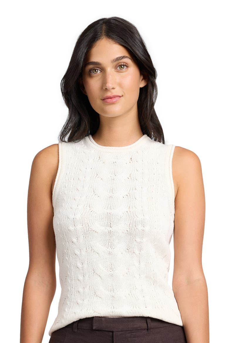 Linen Cable Knit Tank, Alternate, color, NATURAL MELANGE