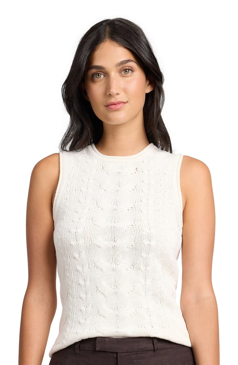 Onia Linen Cable Knit Tank, Alternate, color, Natural Melange